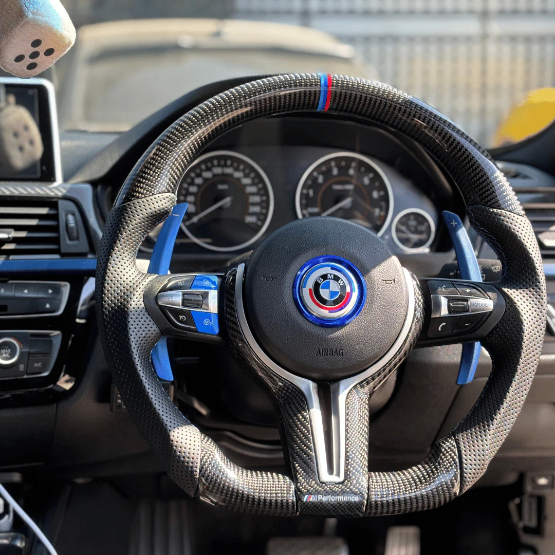 BMW Silver Carbon F series steering trim